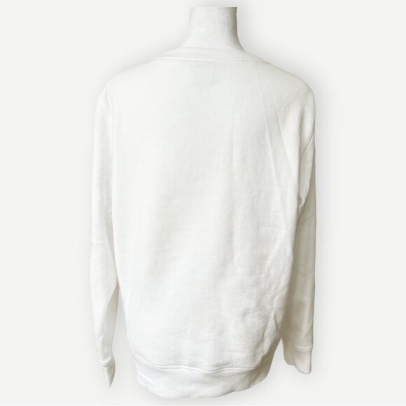 Amazon Essentials Rainbow Stripe Pullover White Crewneck Sweatshirt. Medium. - Picture 3 of 7